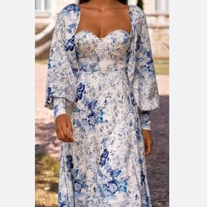 Banjul satin Maxi floral dress Sample from brand. NWT